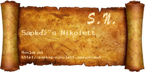 Sapkás Nikolett névjegykártya